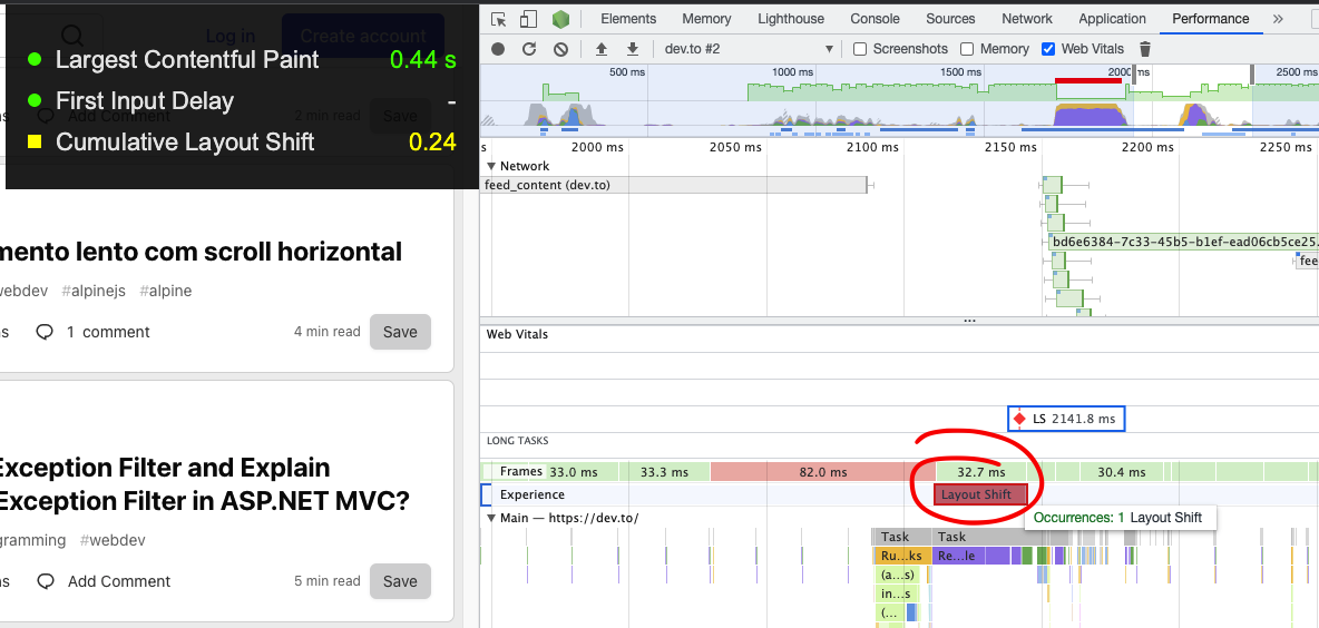 Chrome dev tools performance