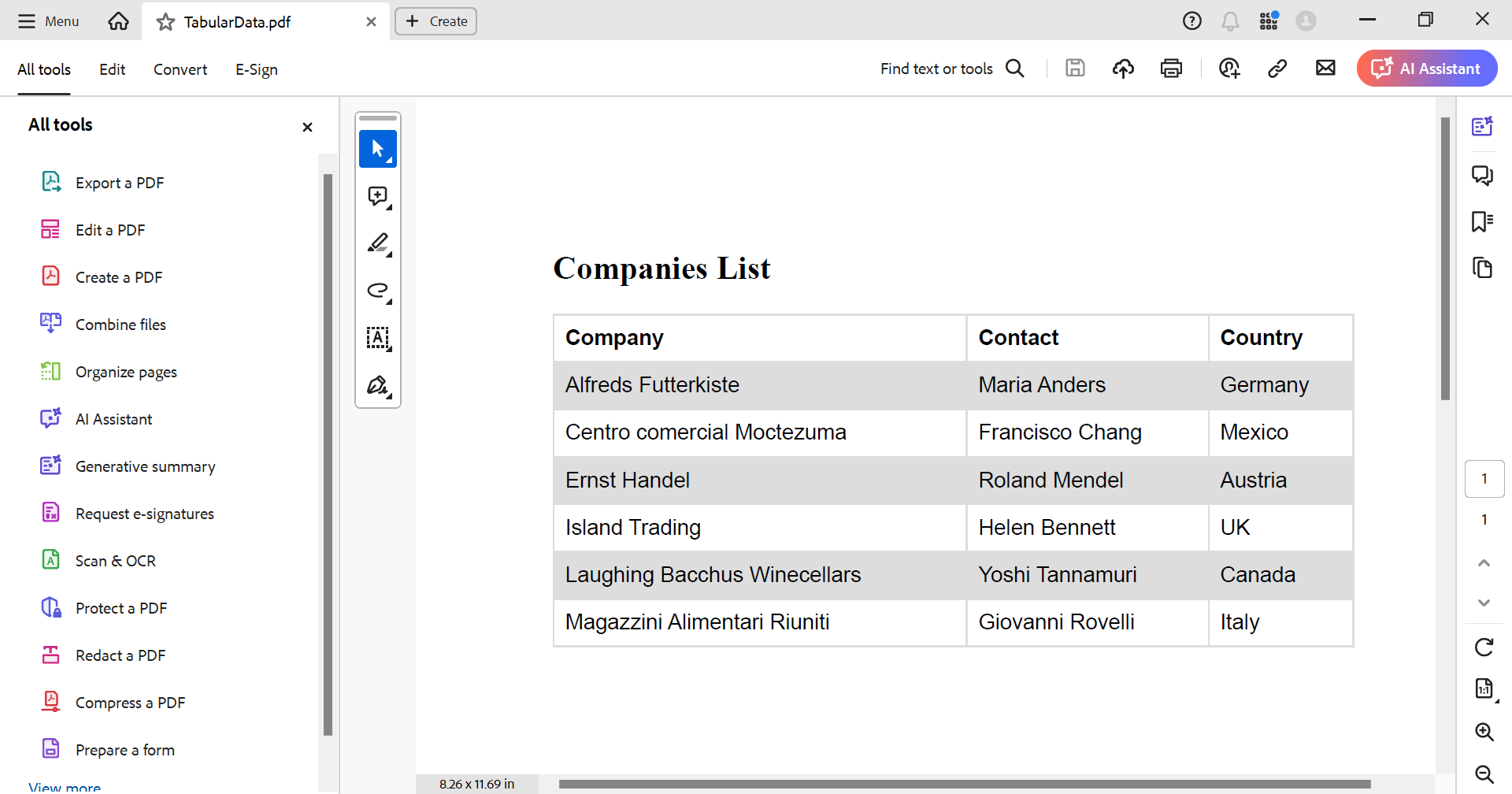 Portable Document Format - Table Data (PDF Format)