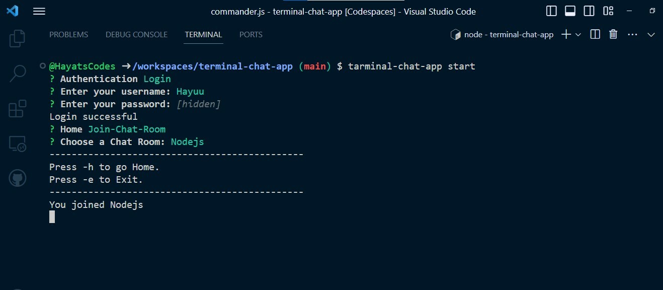 Terminal Chat App Demo