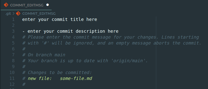 Simple multi-line commit example