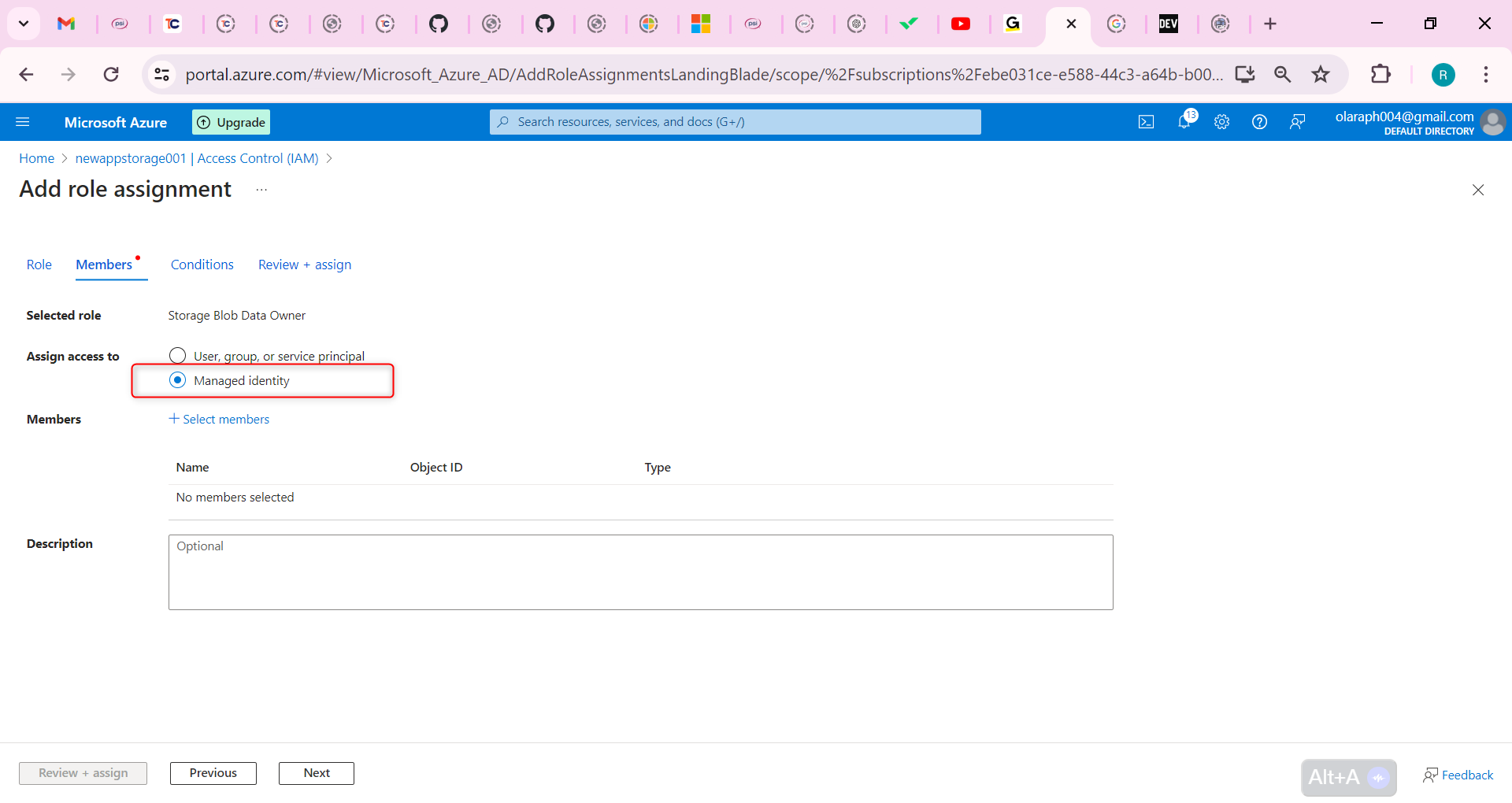 select Managed identity