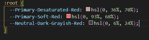 Block of code demoing CSS Variables