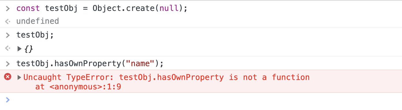 Error calling `.hasOwnProperty` on object created with `Object.create(null`