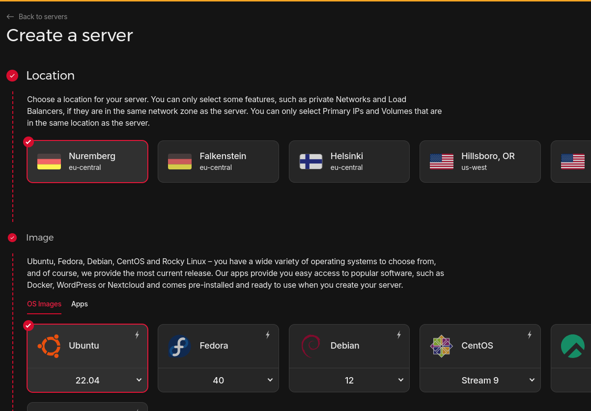 Choosing OS and Country