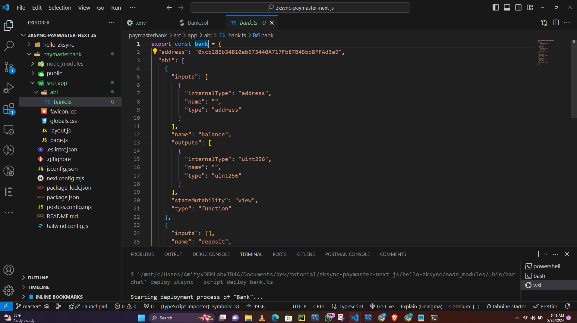 nextjs with paymaster zksync