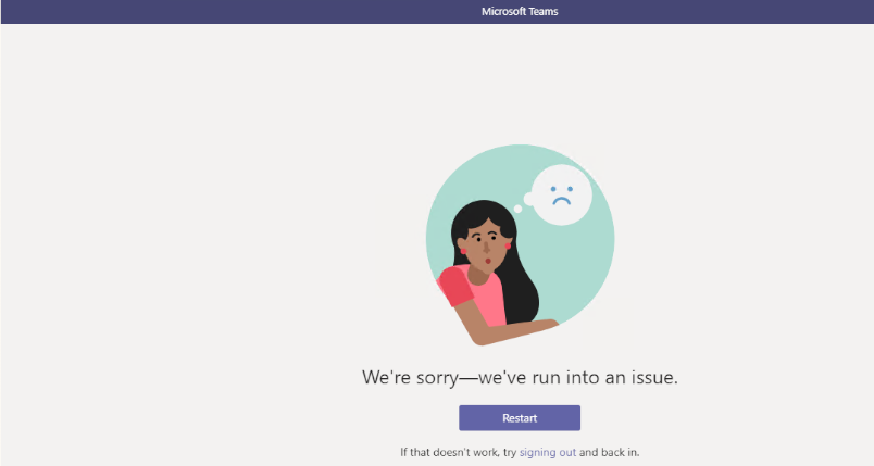 Screenshot of a Microsoft Teams error message