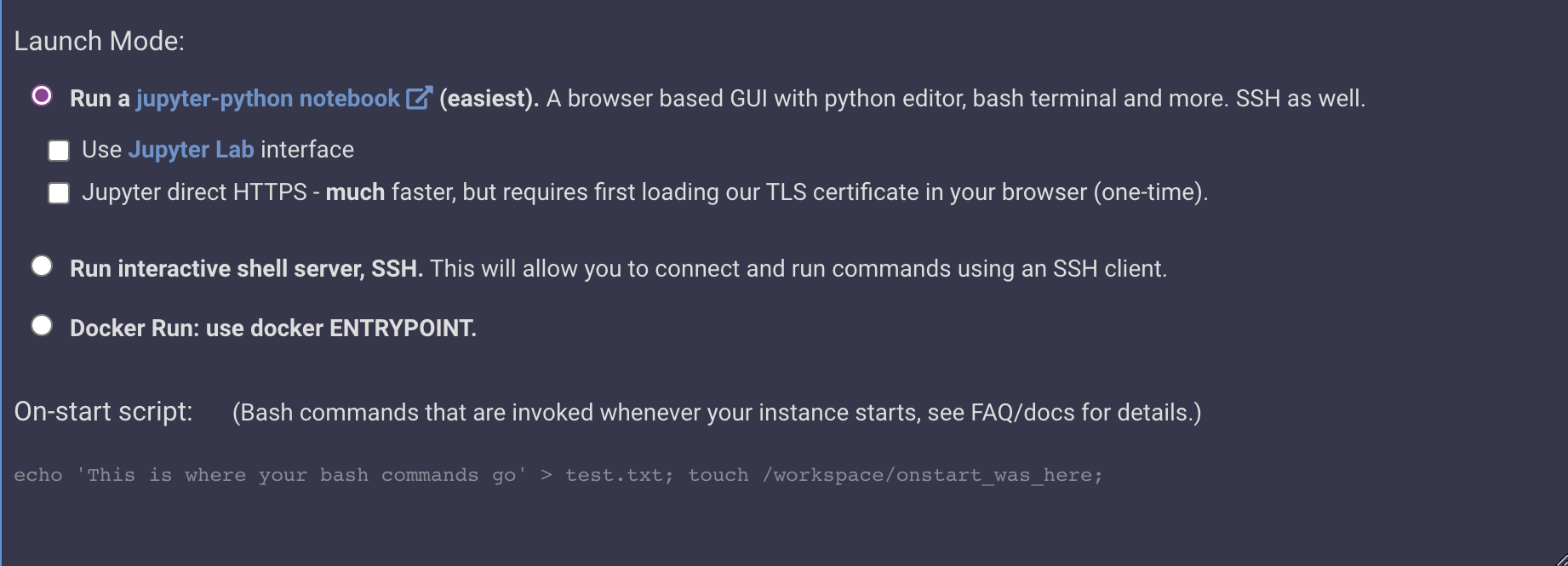 Select the first option “Run a Jupyter-python notebook”