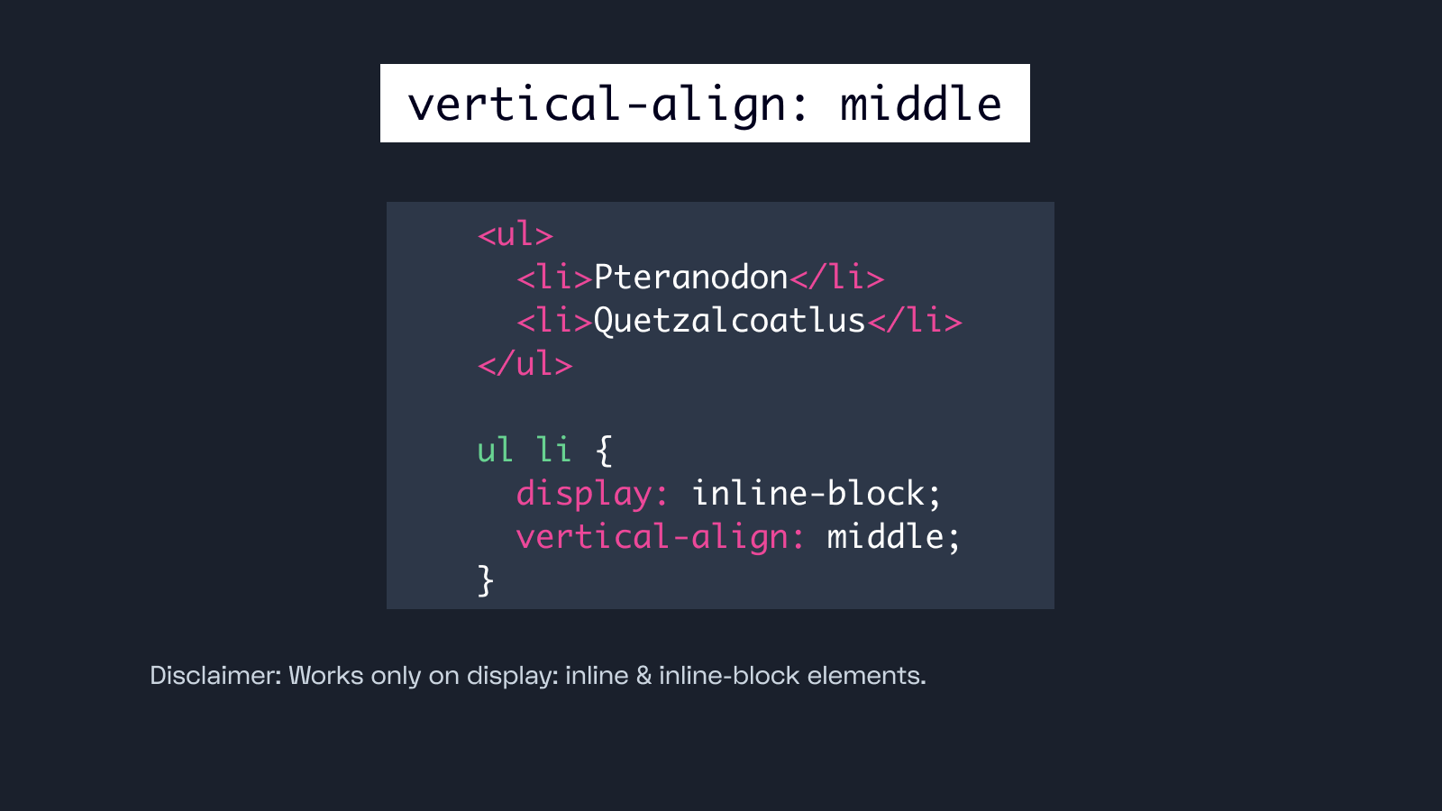Centering elements inside a list with vertical-align: middle css