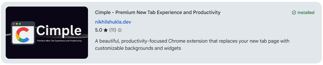 Cimple published on Chrome Store