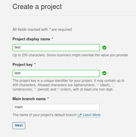 SonarQube Name selection