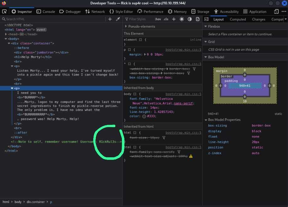 Informações sobre a estrutura html do alvo