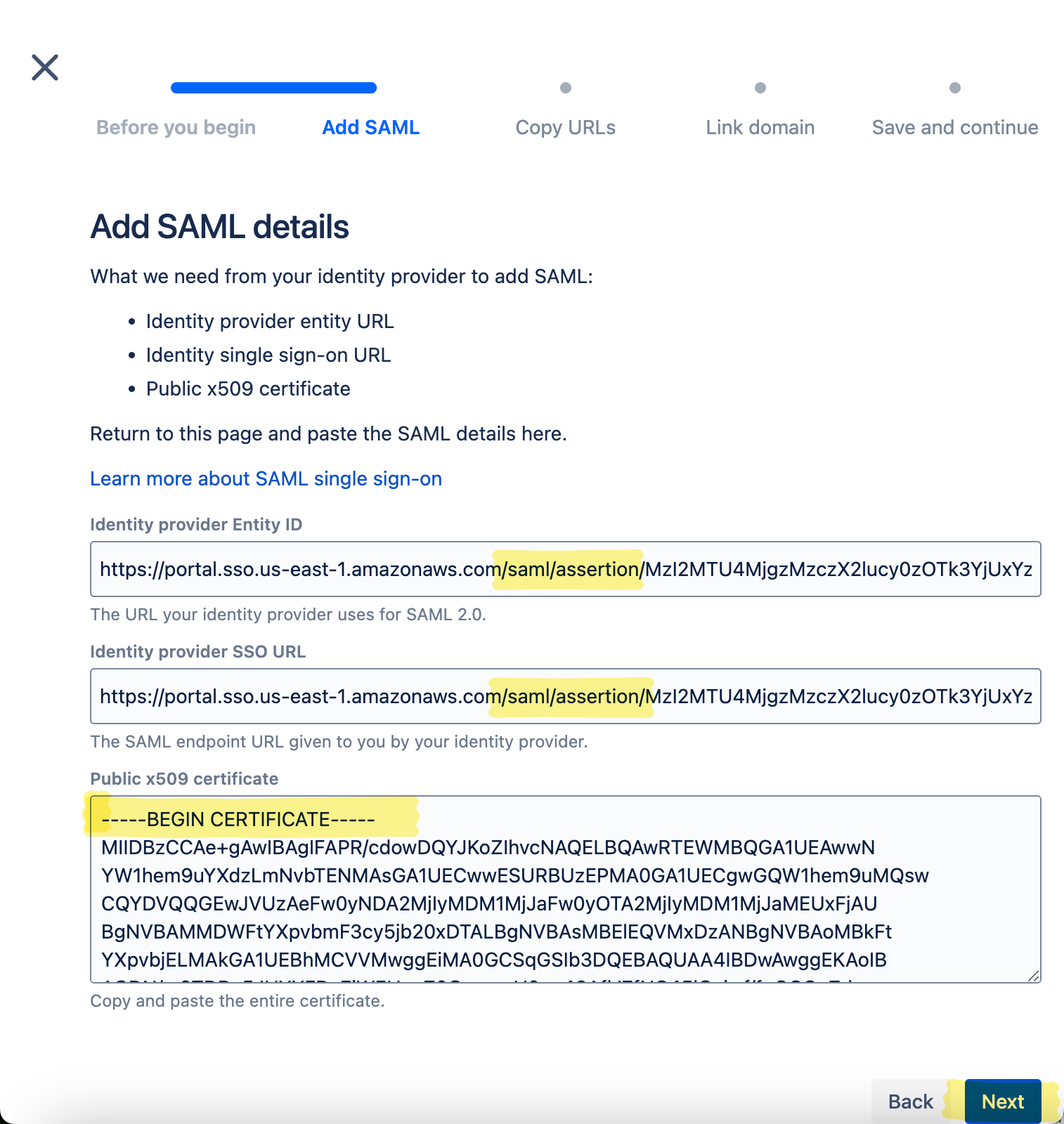 Identity provider settings