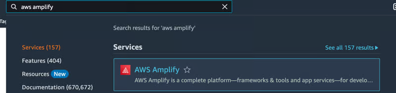 AWS console choosing Amplify button