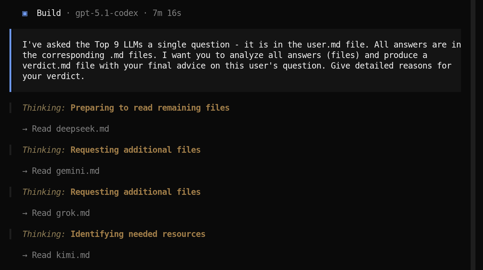OpenCode starts thinking