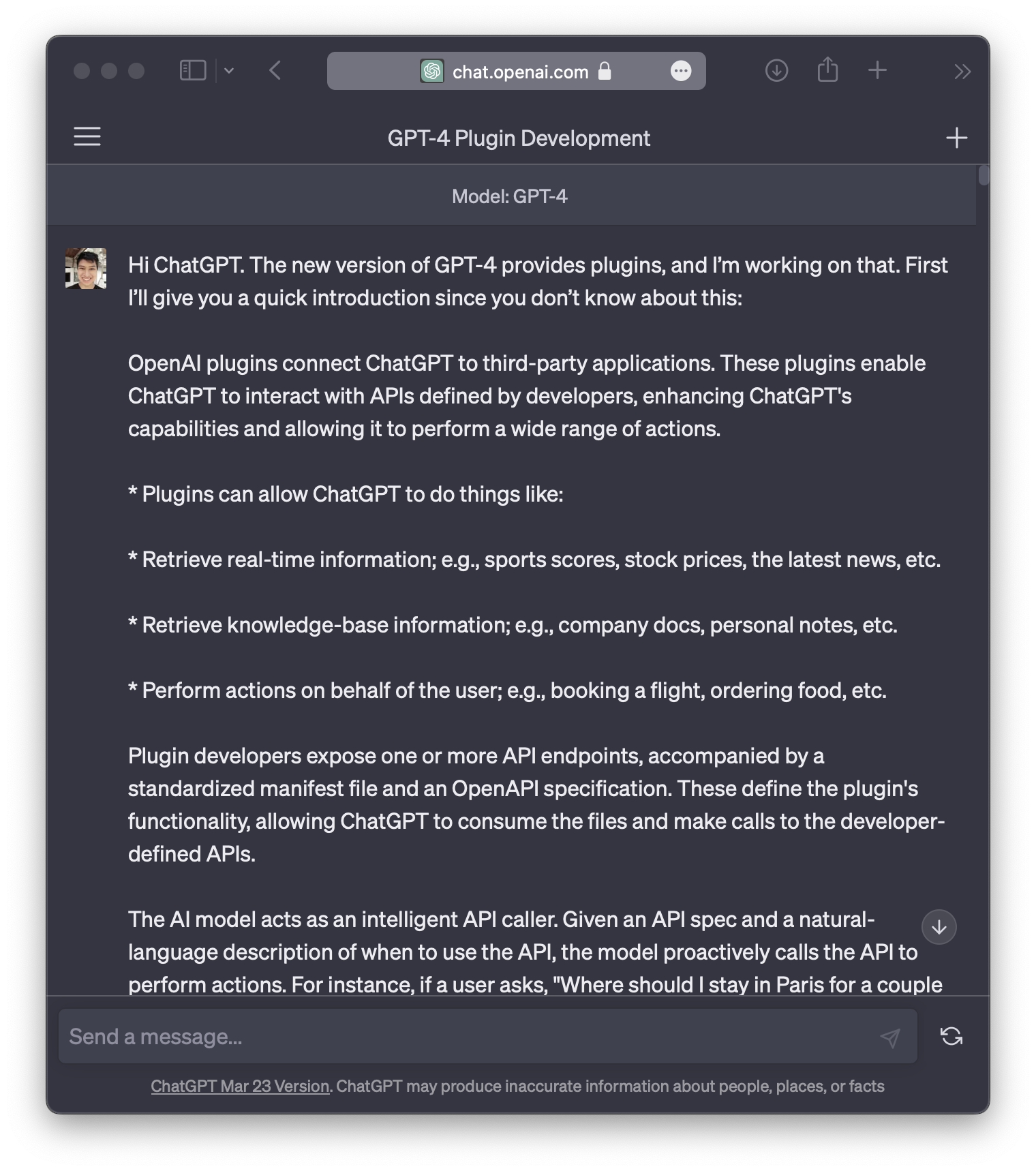 ChatGPT Prompt for creating plugins