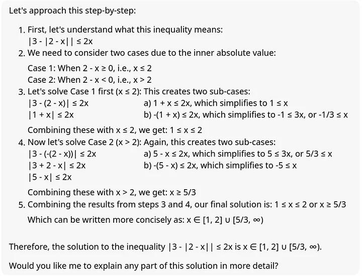 Claude solution of Inequalities problem
