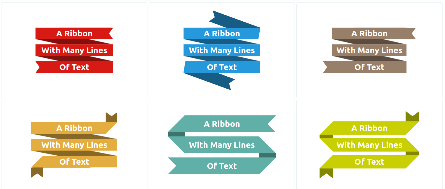 CSS only ribbon shapes with many lines of text