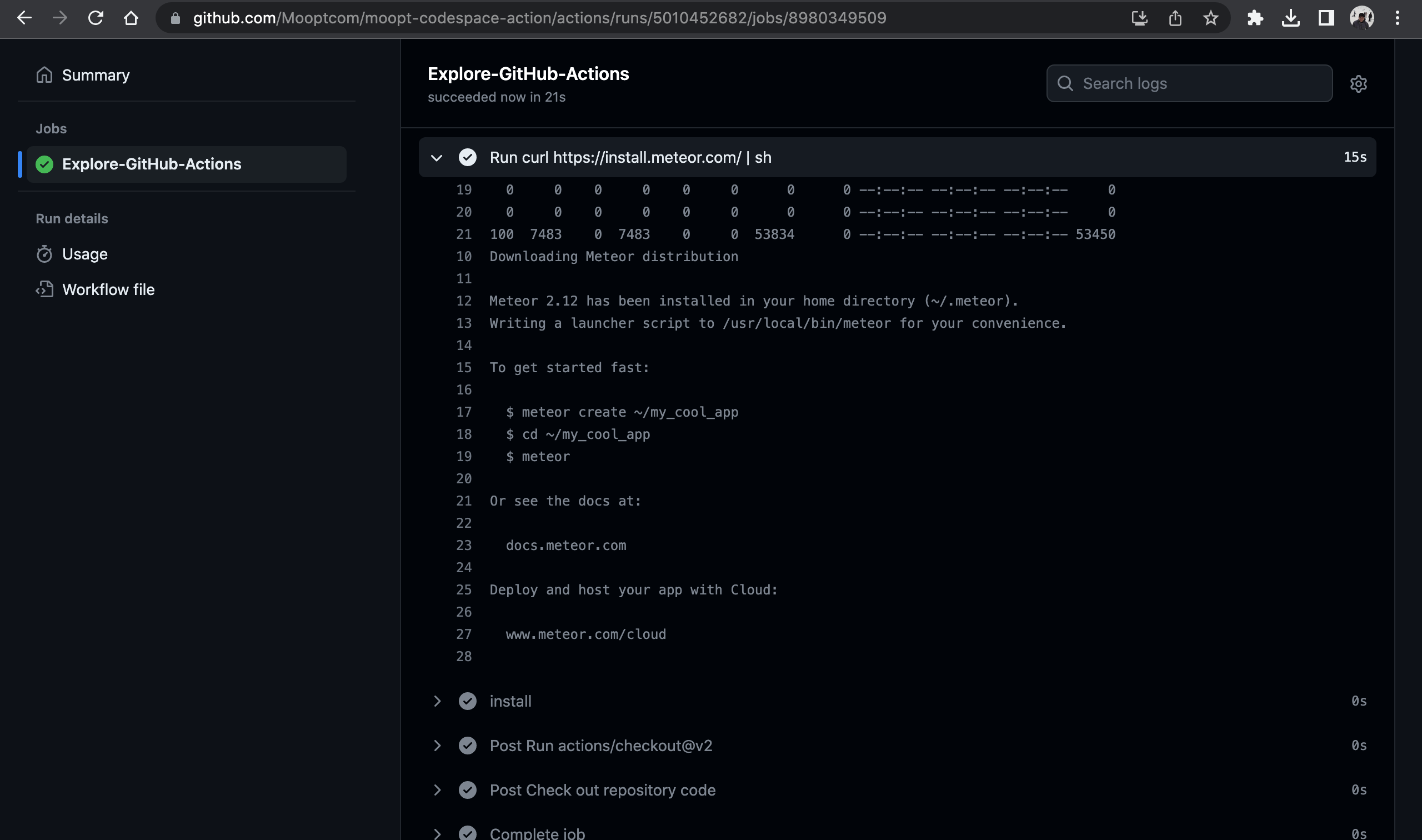Github Actions test running