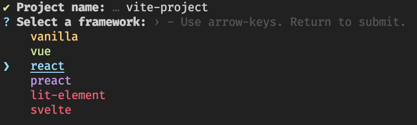 vite select framework