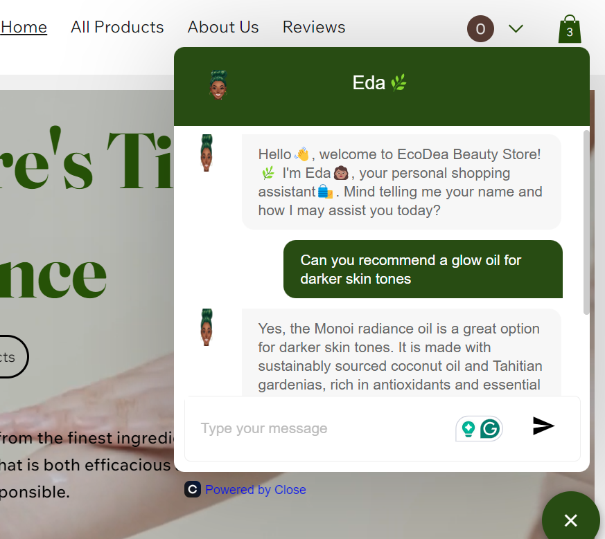 ecodea chatbot interface