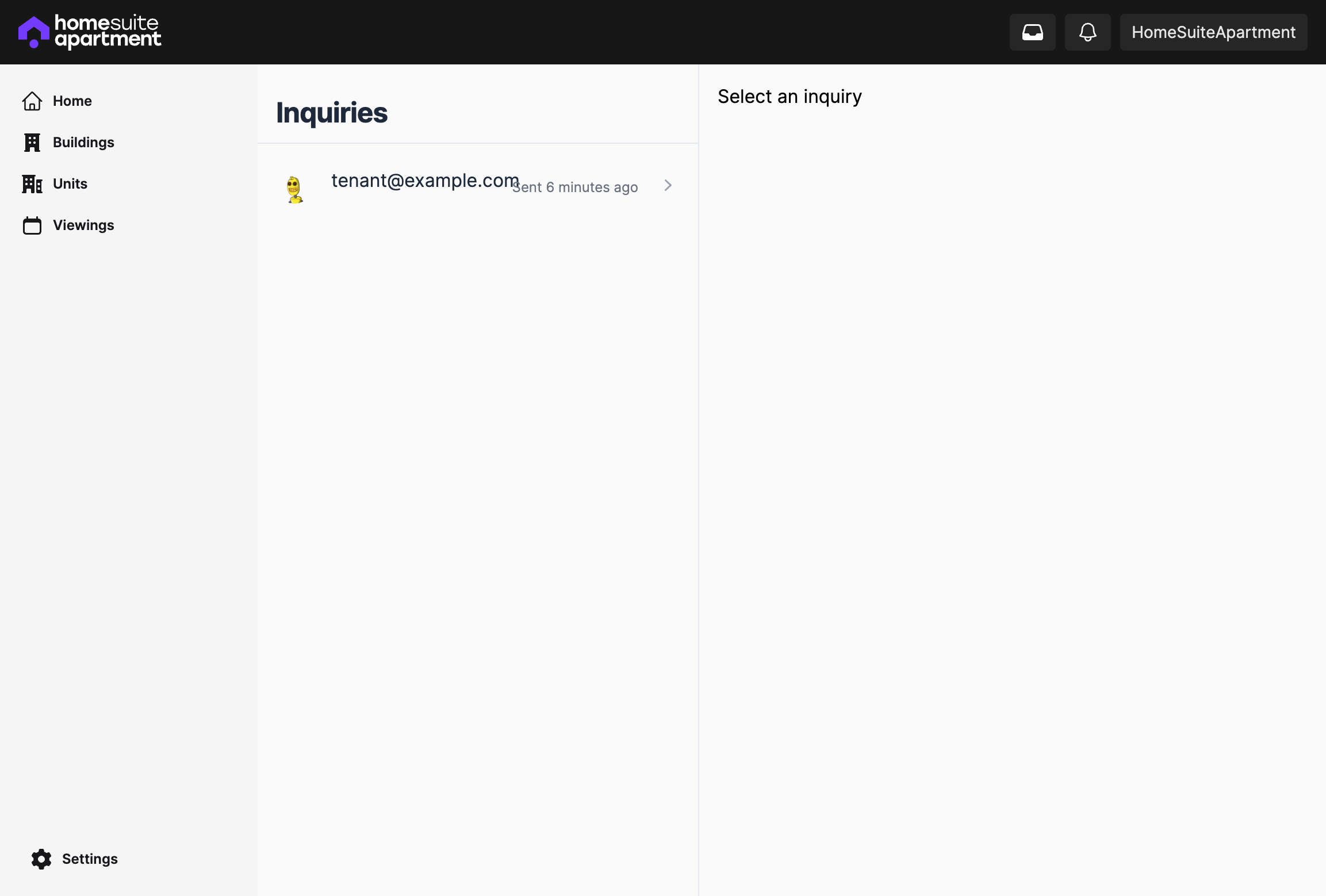 Screenshot showing list of inquiries