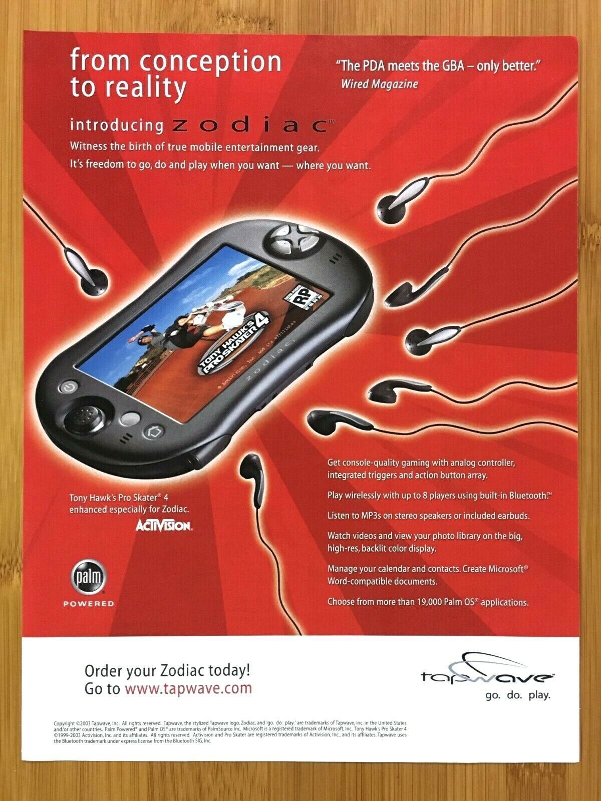 Zodiac Tapwave raunchy advertisement