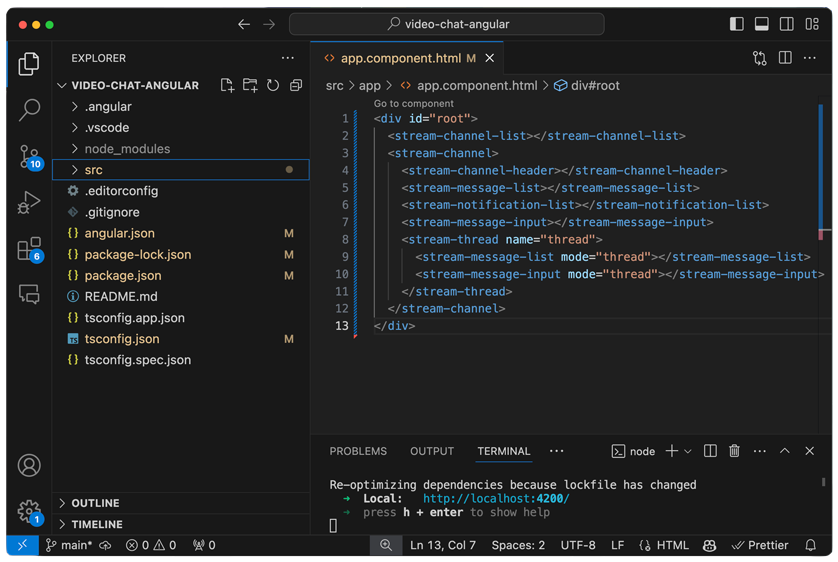 The project in VS Code