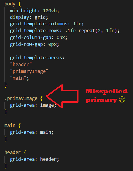 CSS Grid code with error