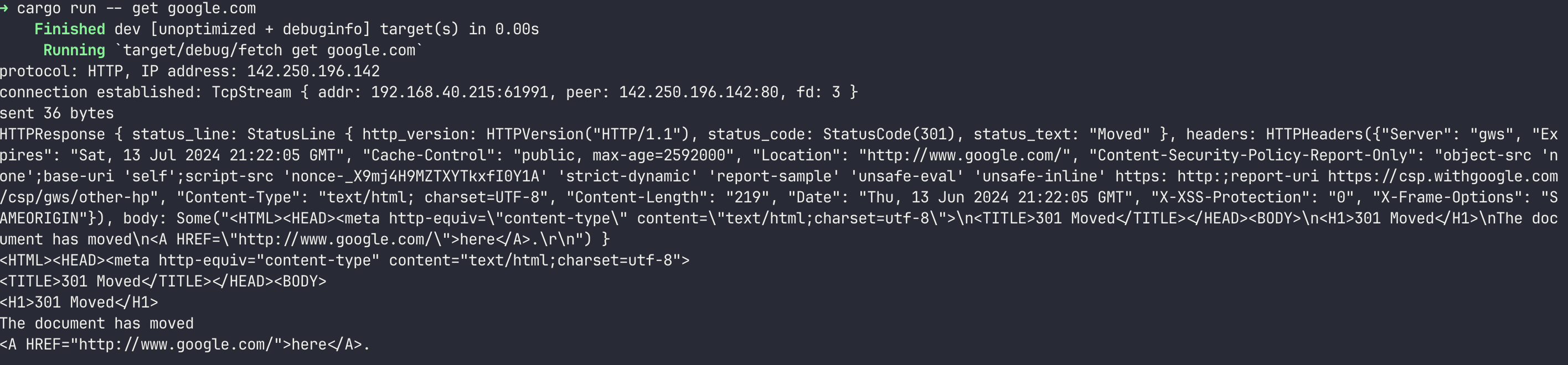 final result of our HTTP client CLI