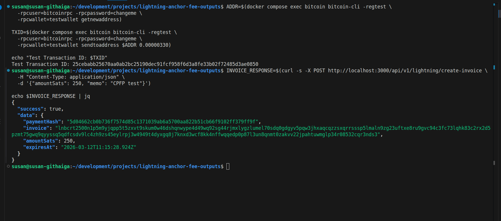 Create a real Lightning invoice