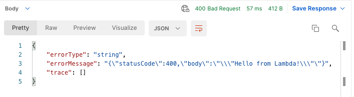 HTTP400 with Error Object
