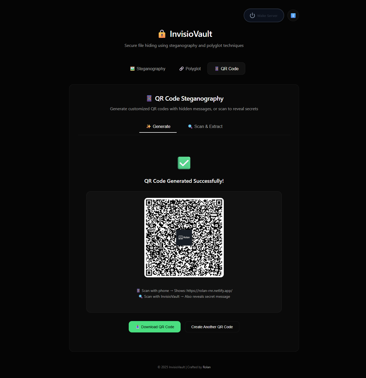 QR generation page