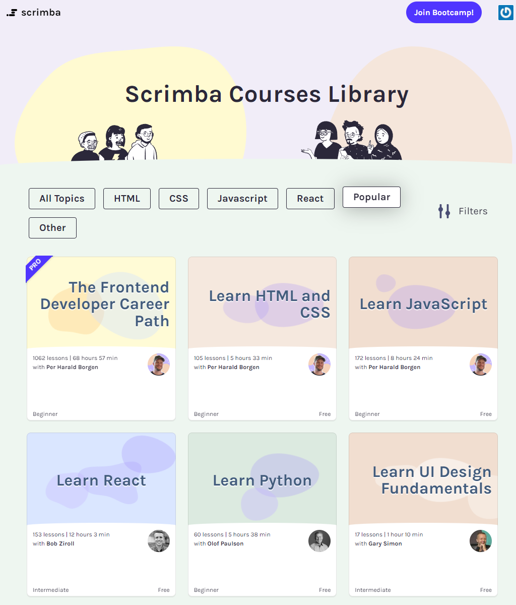 All new 'Popular' course filter