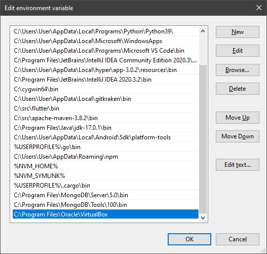 Add VirtualBox to PATH environment variable