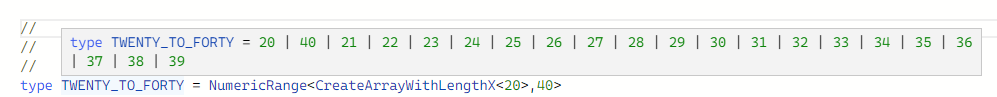 Typescript number range type