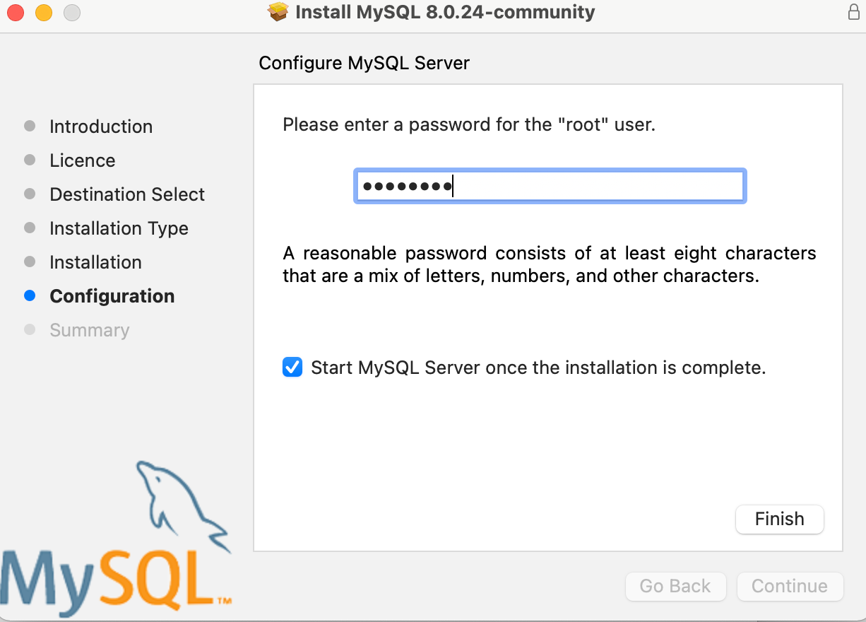 Installing MySQL to set up the Oracle MySQL database.
