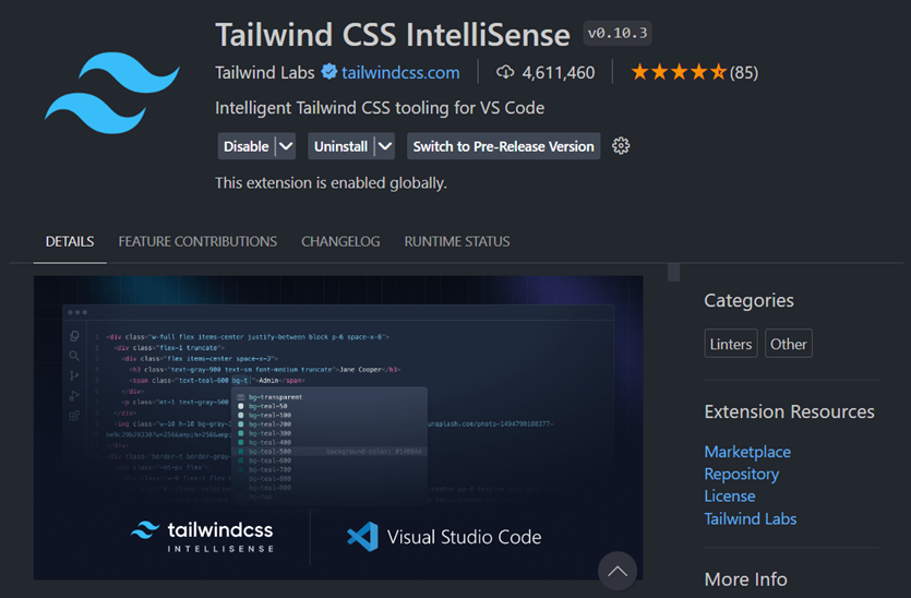 Tailwind CSS IntelliSense 擴充