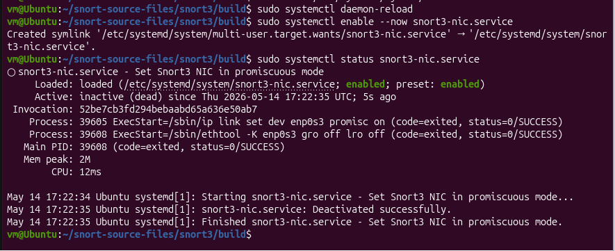systemctl status snort3-nic.service active