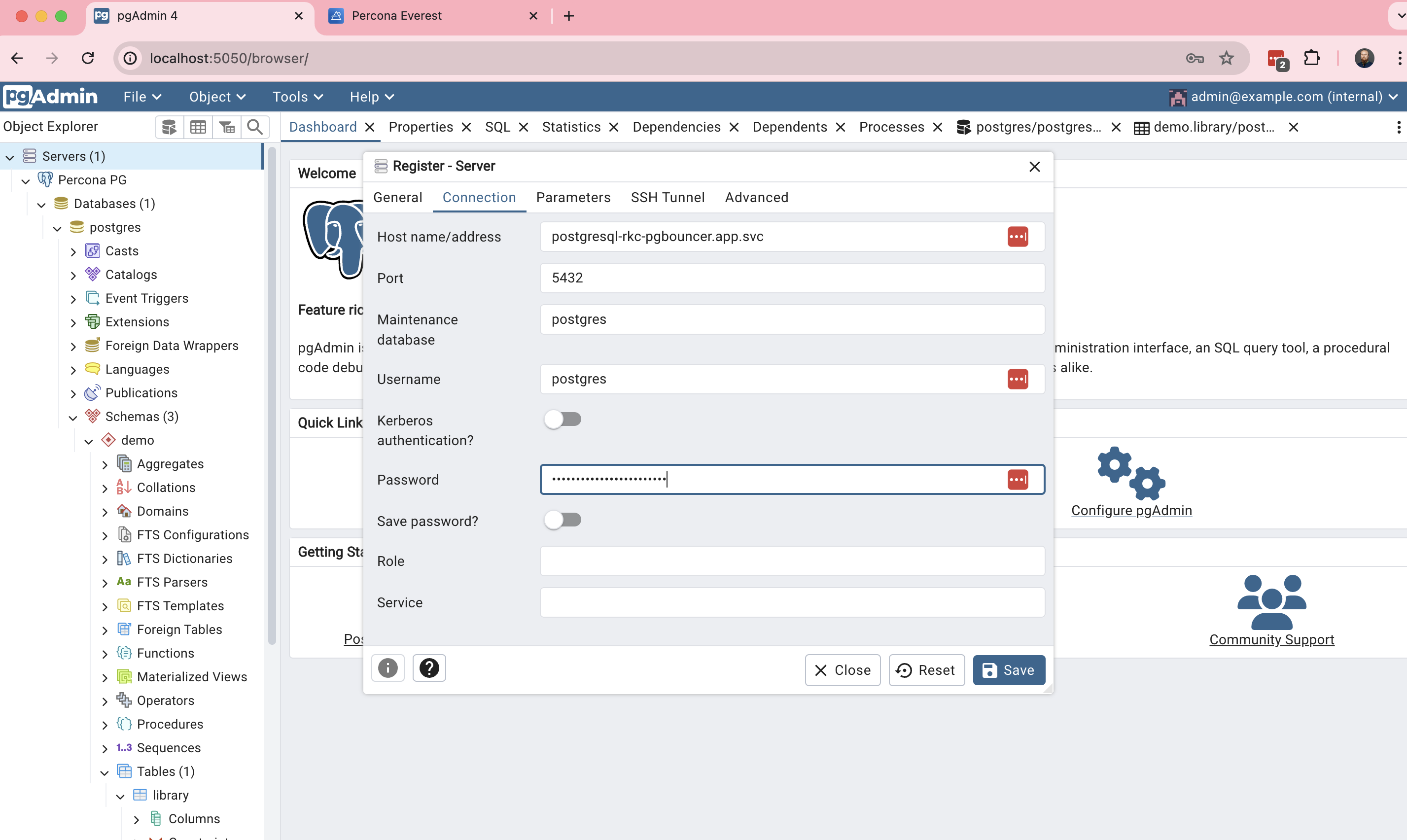 pgAdmin Add New Server