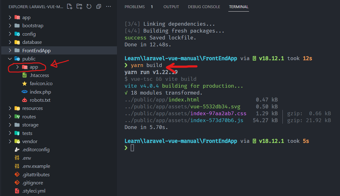 yarn build in FrontEndApp