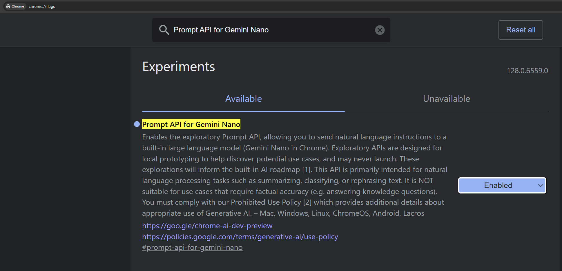 Prompt api for gemini nano chrome flag