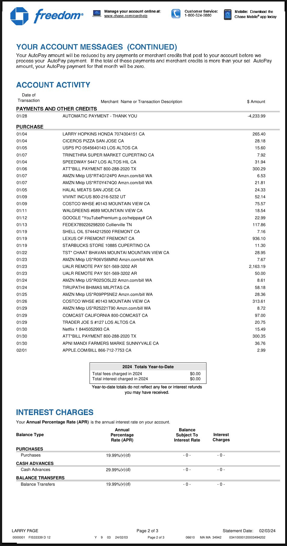Extracting table from a pdf: credit card statement