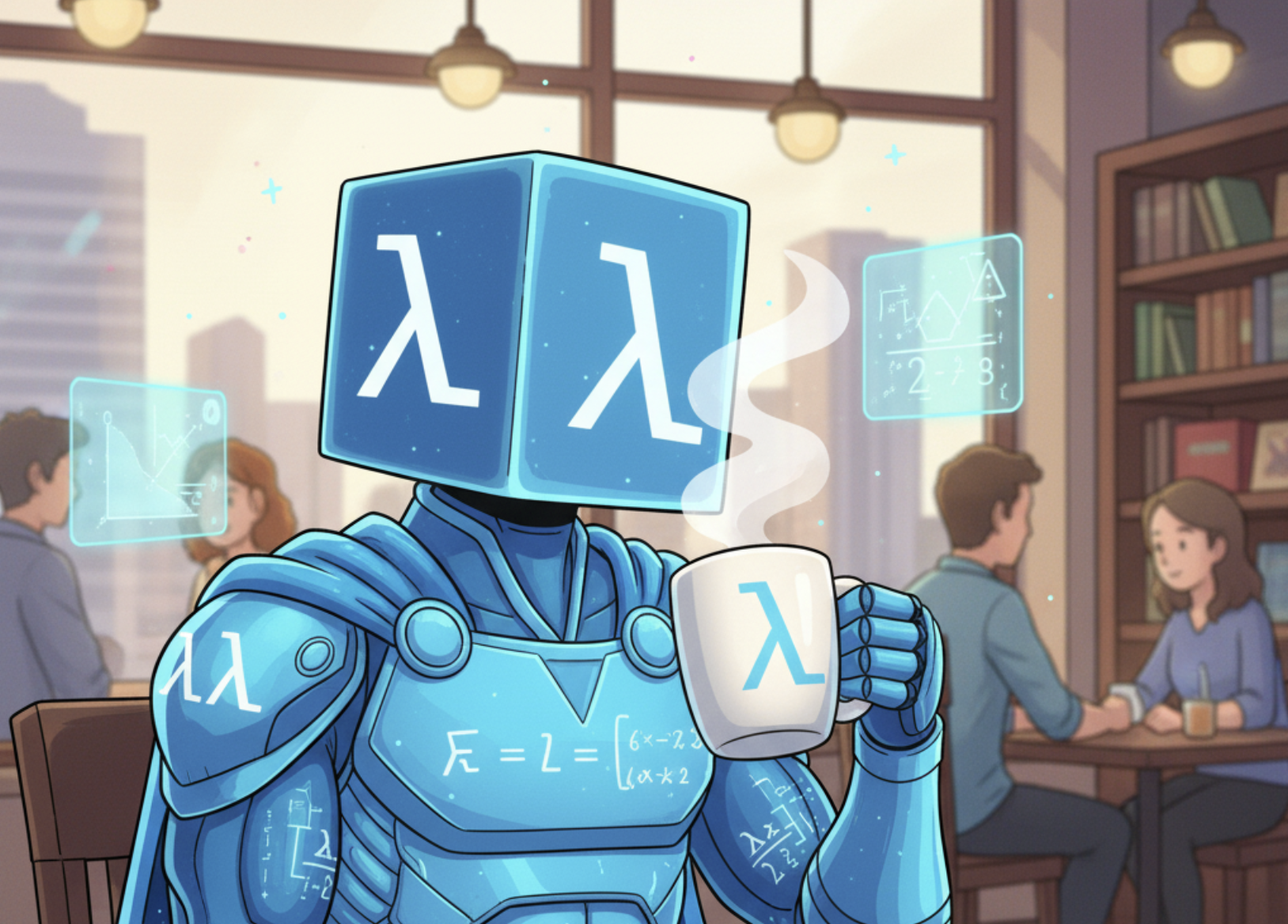 EigenAI taking a coffee getting ready to teach