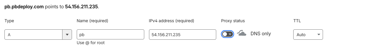 Create DNS record pointing to EC2 IP