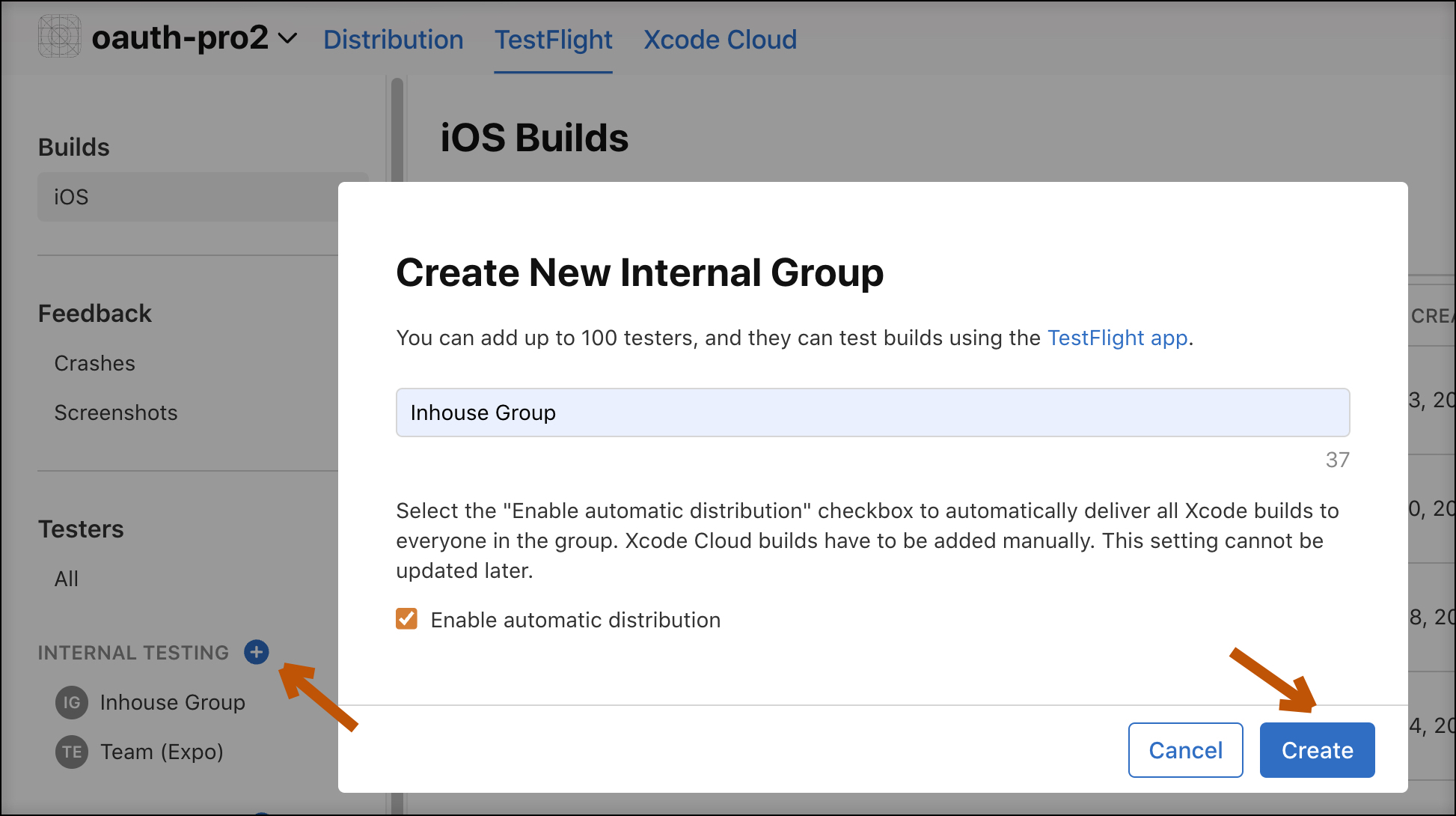 Create internal group