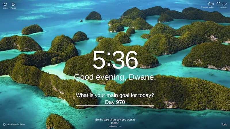 The image shows a beautiful aerial view of the Rock Islands in Palau. The islands are covered in lush green vegetation and surrounded by crystal-clear blue waters. The islands are various shapes and sizes, and they are all surrounded by coral reefs. The Rock Islands are a popular tourist destination, and they are known for their beautiful scenery and rich marine life.