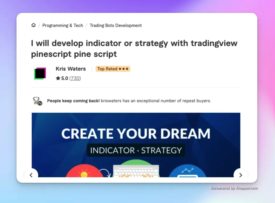 KrisWaters Fiverr Profile Screen