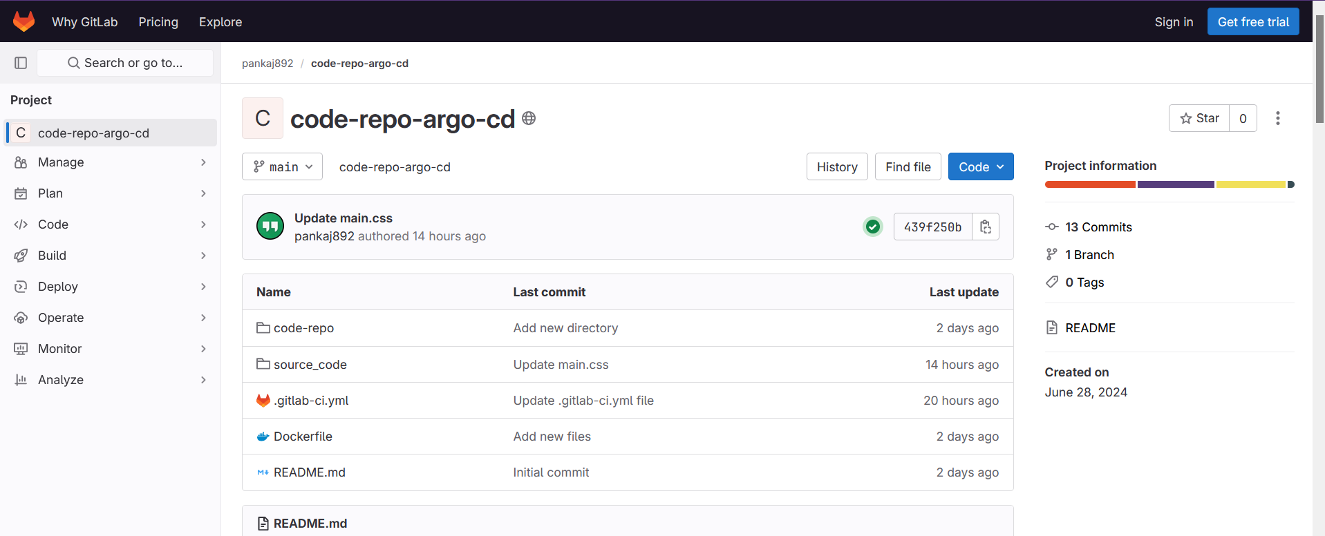 Code-repo image from gitlab