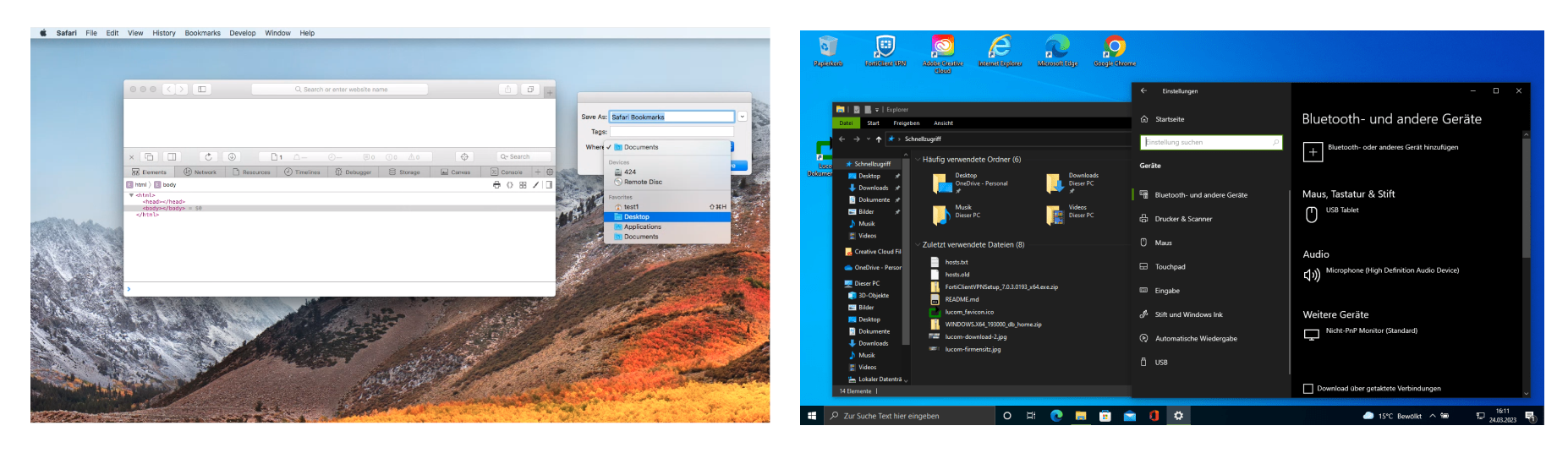 Screenshots of Mac and Windows desktop