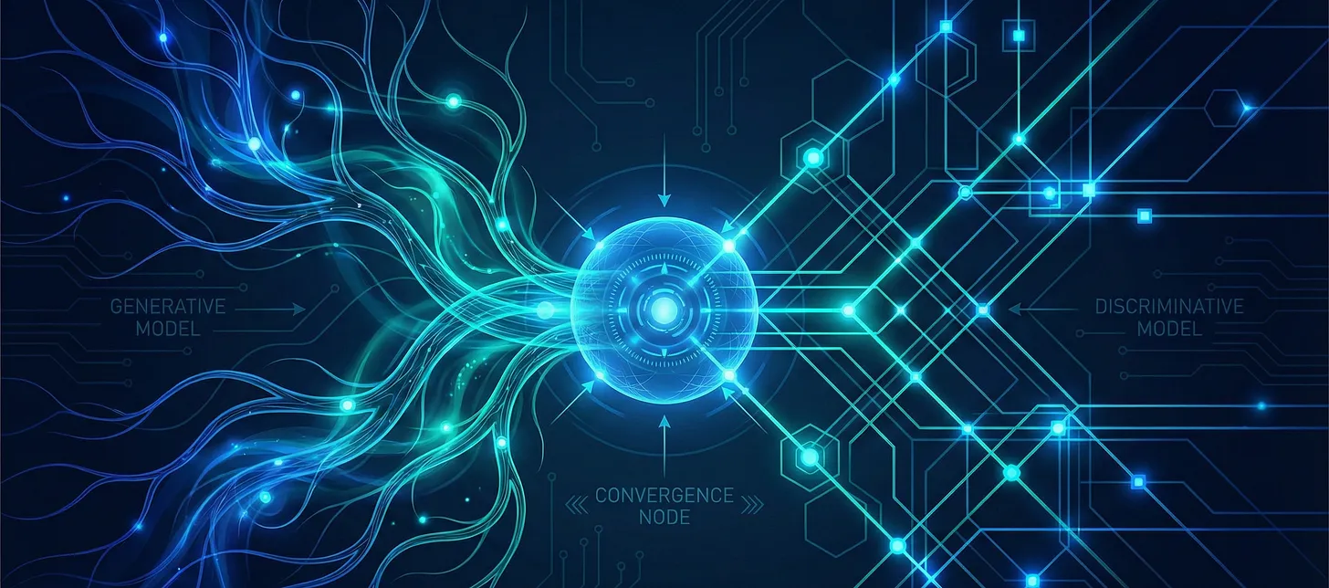An Abstraction, showing generative and discriminative models converge